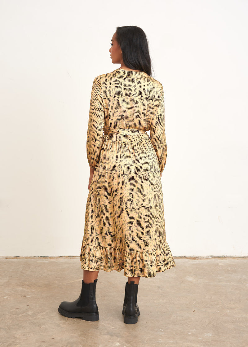 Yellow gold polka dot dress