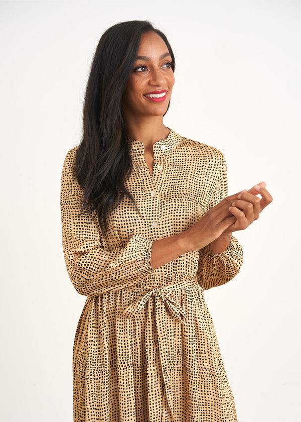 Yellow gold polka dot dress