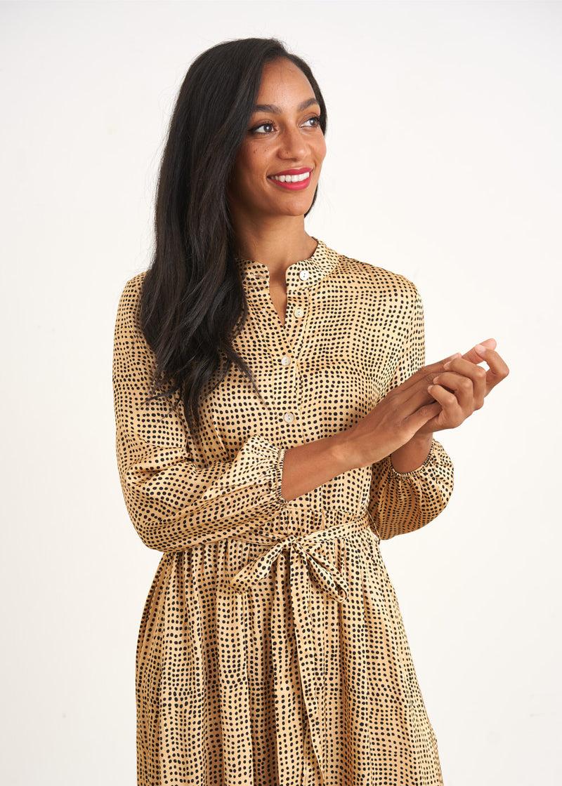 Yellow gold polka dot dress