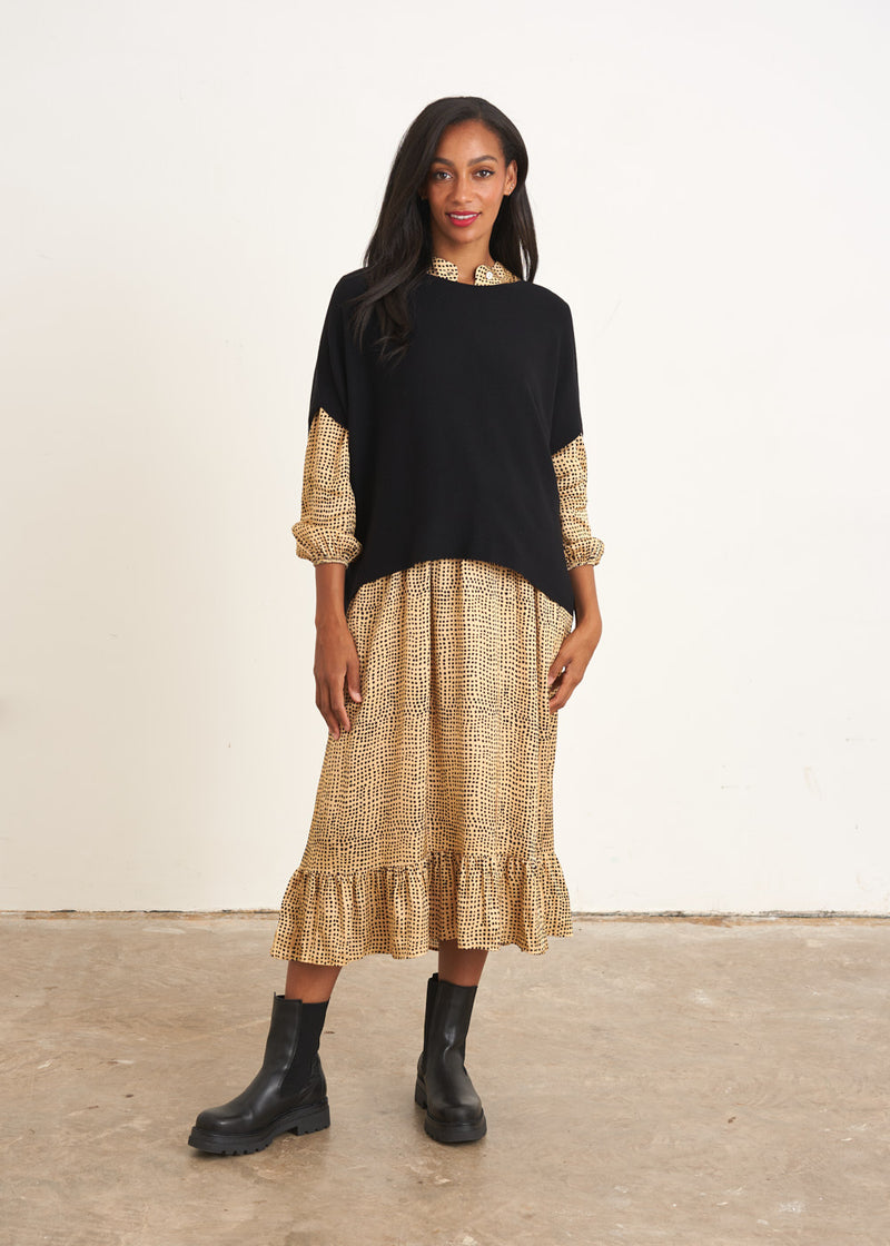 Yellow gold polka dot dress