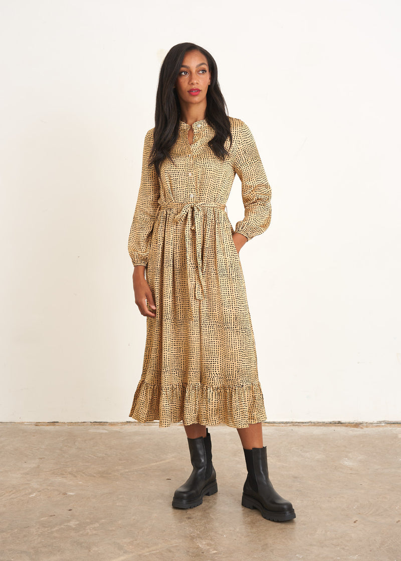 Yellow gold polka dot dress