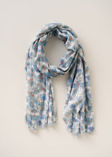 JOYCE FLORAL PRINT SCARF - BLUE