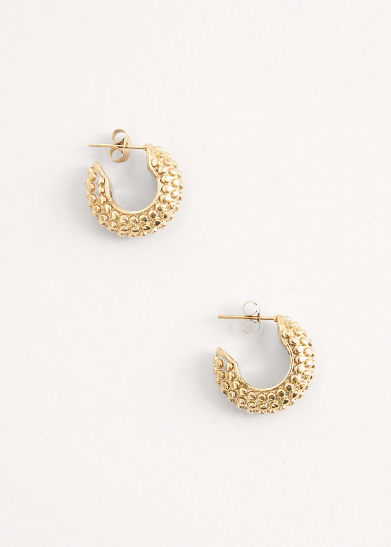 Gold textured hoop earrings