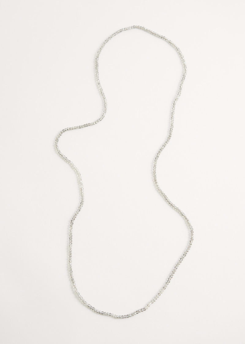 Clear grey long beaded necklace