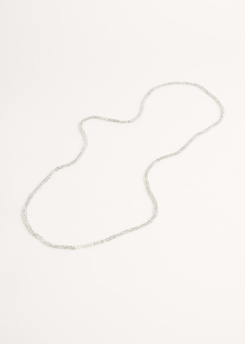 Clear grey long beaded necklace