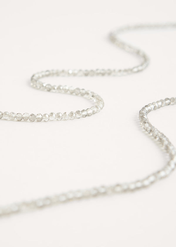 Clear grey long beaded necklace