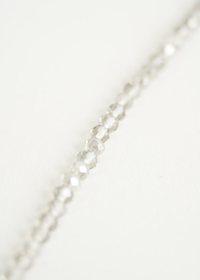Clear grey long beaded necklace