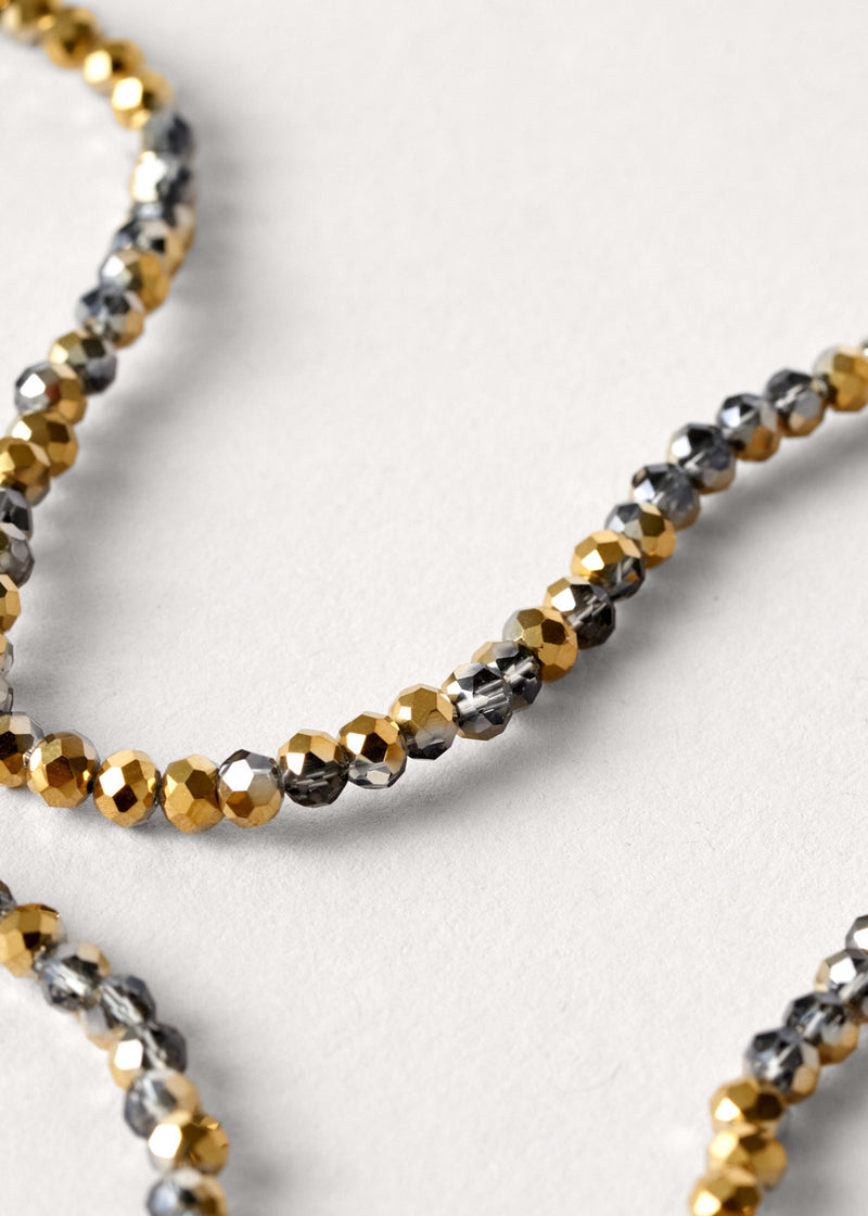 JULI CRYSTAL NECKLACE - GOLD GREY