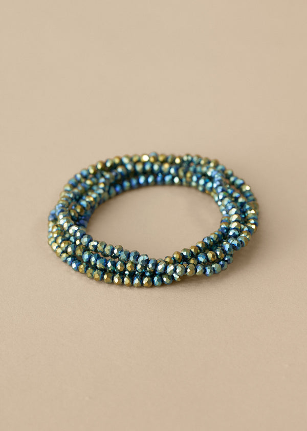 JULI CRYSTAL NECKLACE - PETROL GREEN