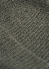 Khaki ribbed beanie hat