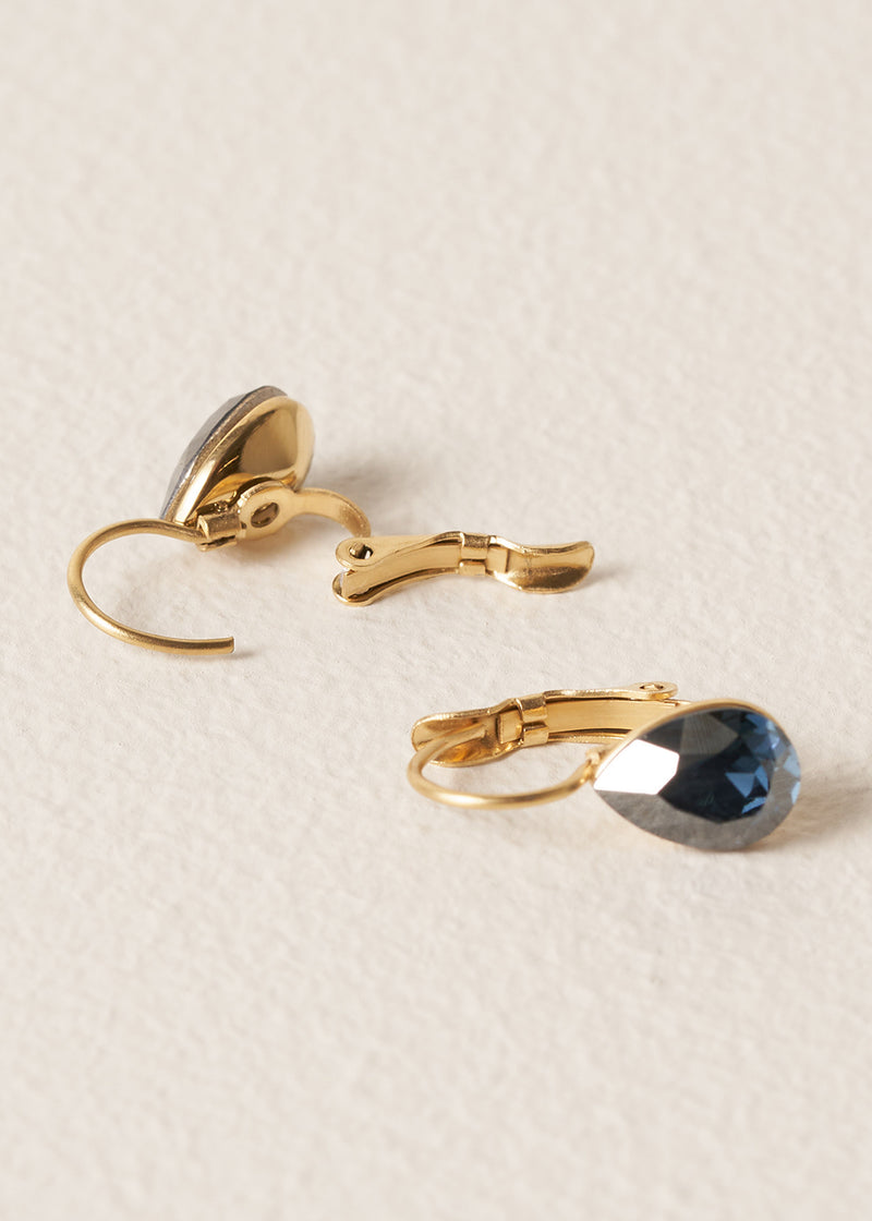 KERRY CRYSTAL TEARDROP EARRINGS - BLACK