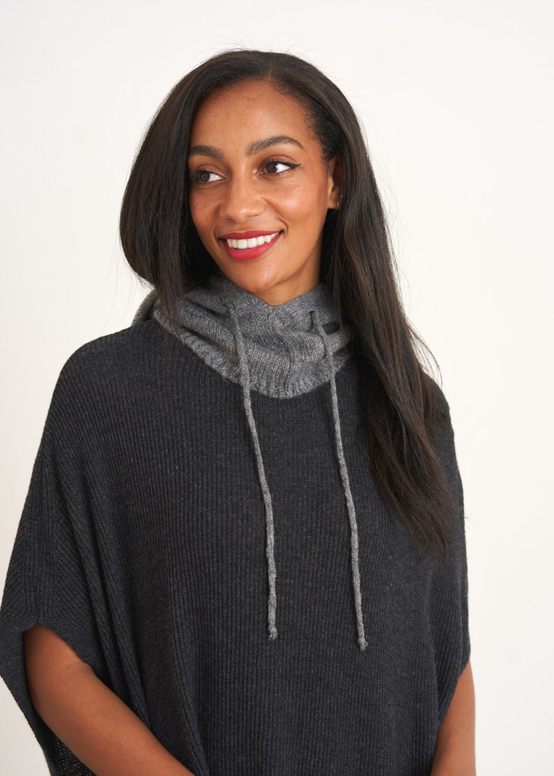 Grey knitted hood