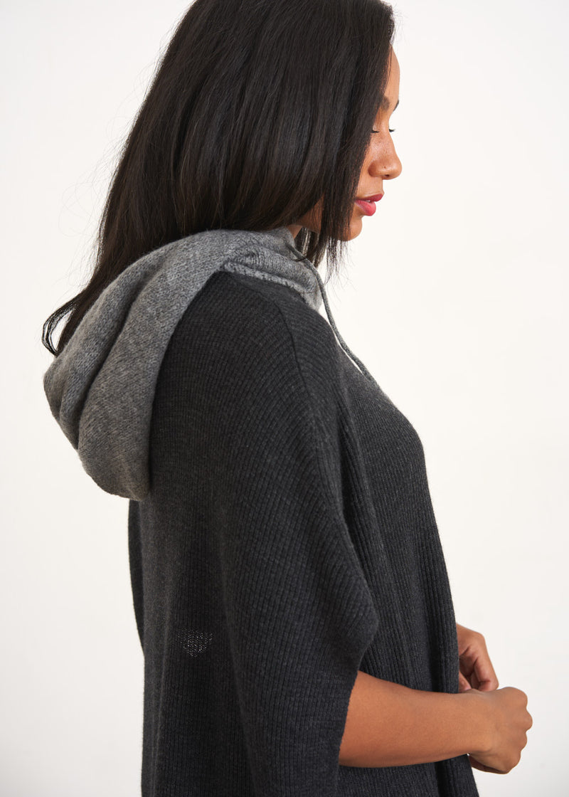 Grey knitted hood