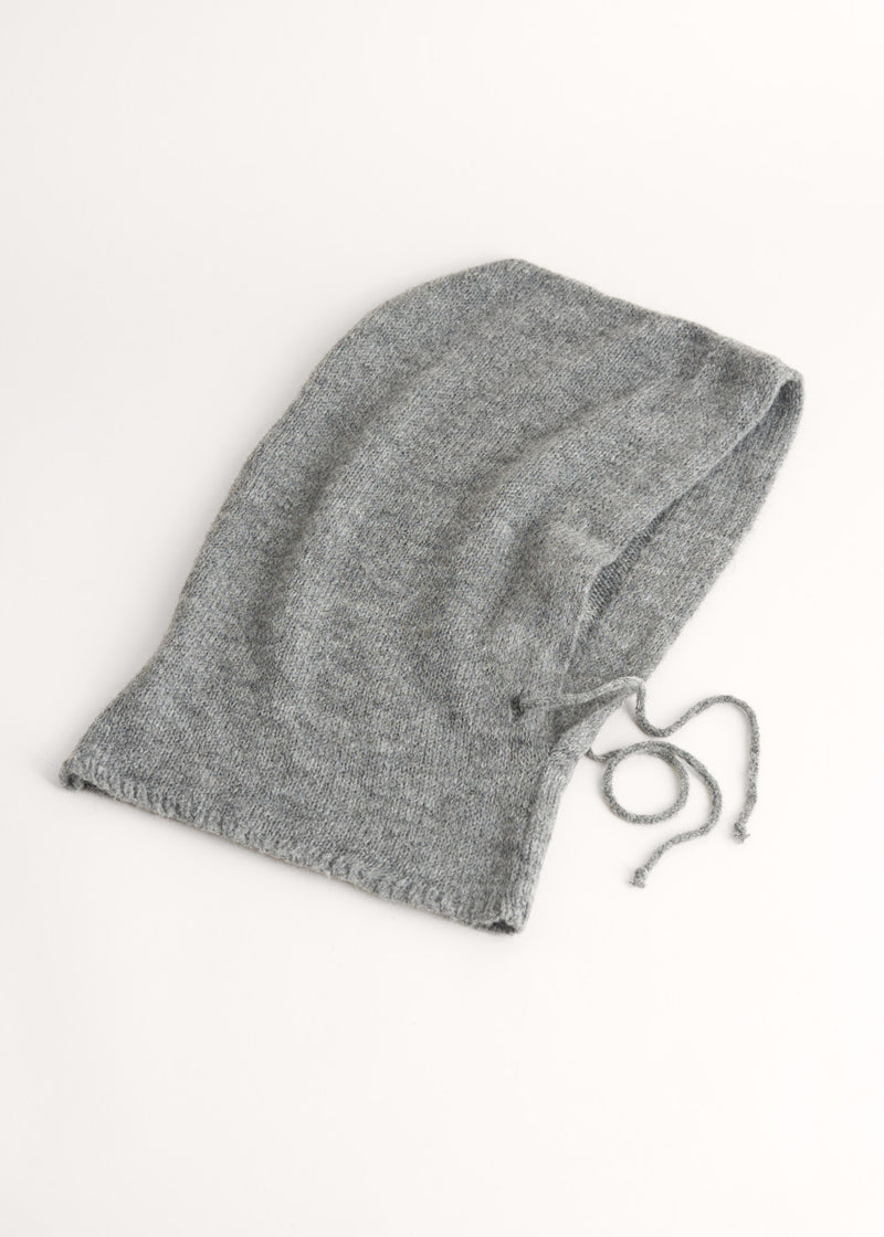 Grey knitted hood