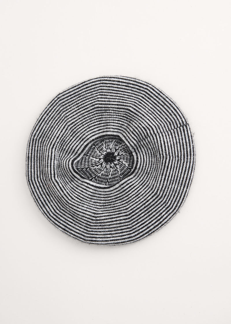 Stripe wool mix beret