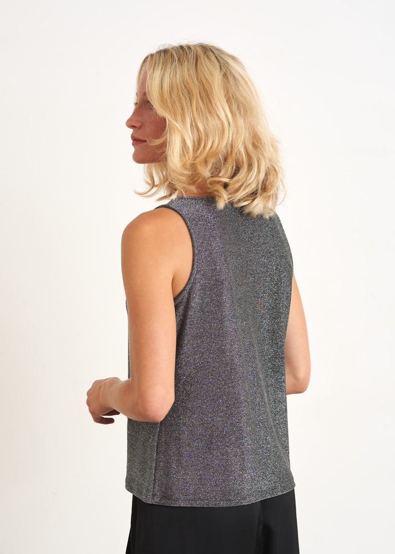 Silver metallic sparkle vest
