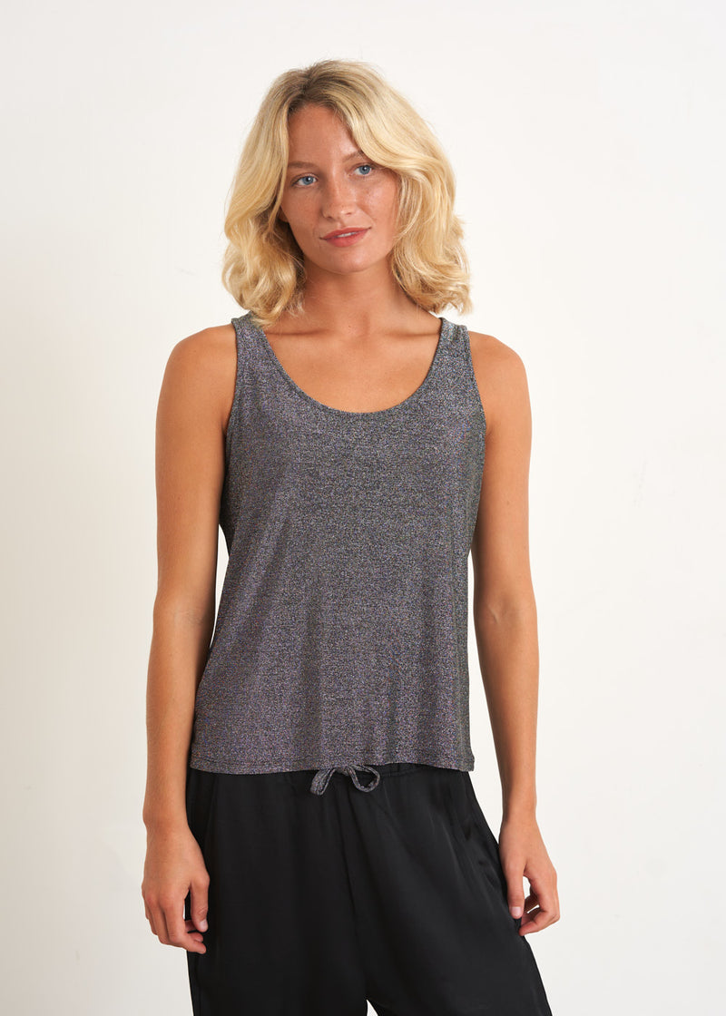Silver metallic sparkle vest