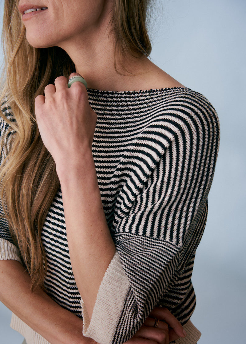Laid back stripe knit sweater