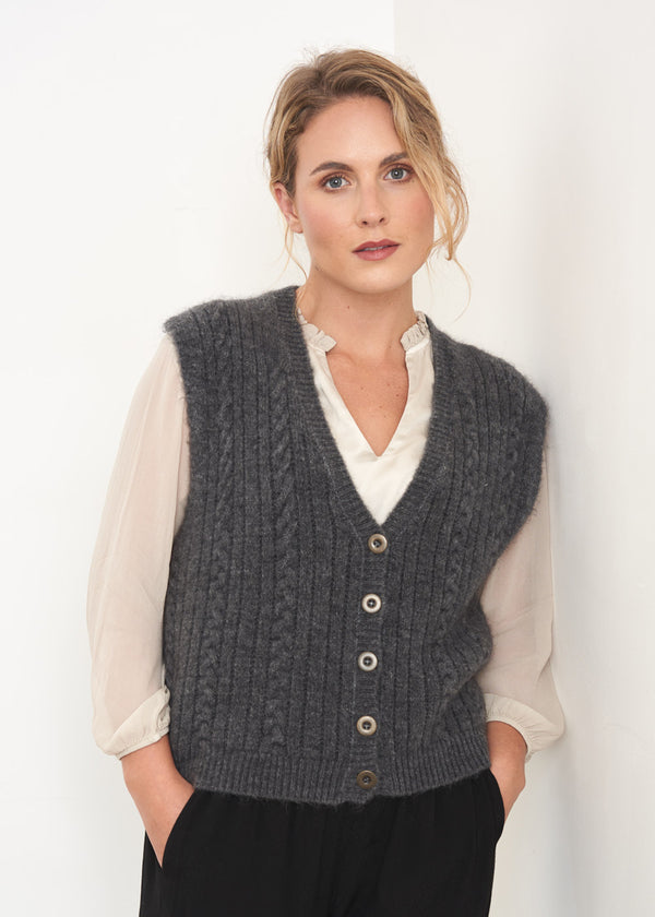 Grey knitted waistcoat