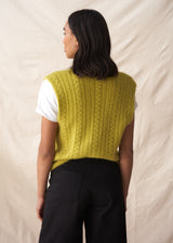 Acid yellow button up knit waistcoat