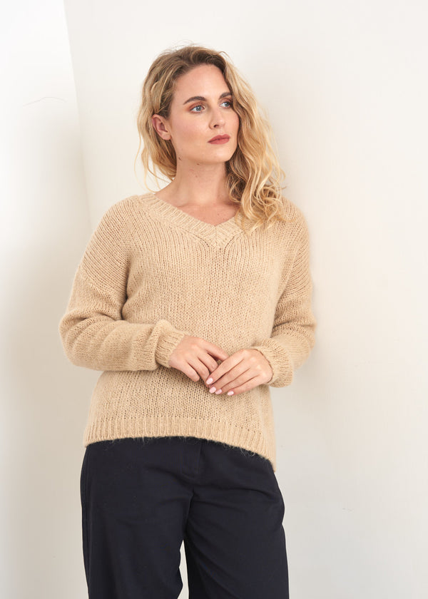 Oatmeal v-neck sweater