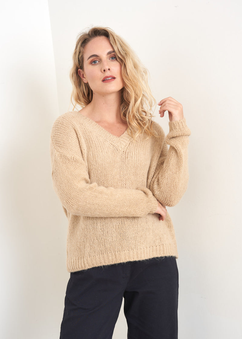 Oatmeal v-neck sweater