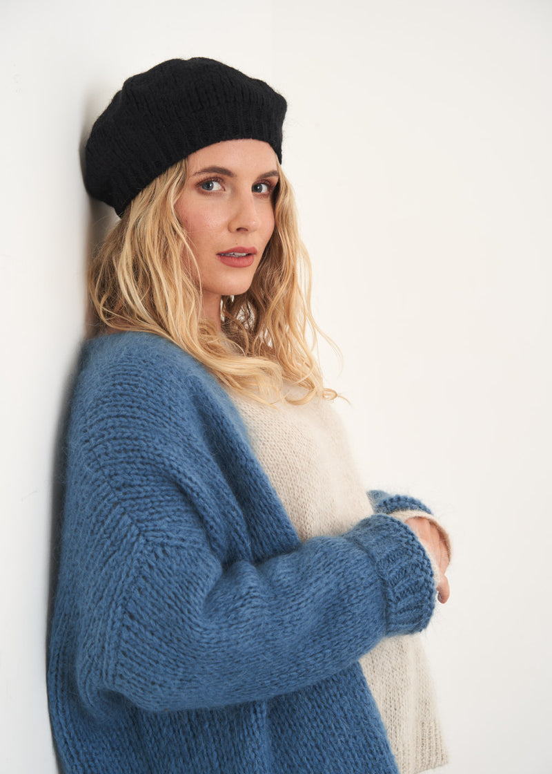 Black knitted beret