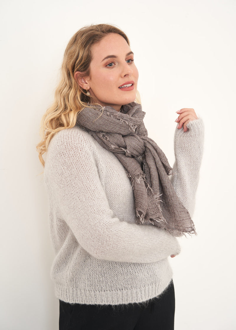 Dark stone wool blend scarf