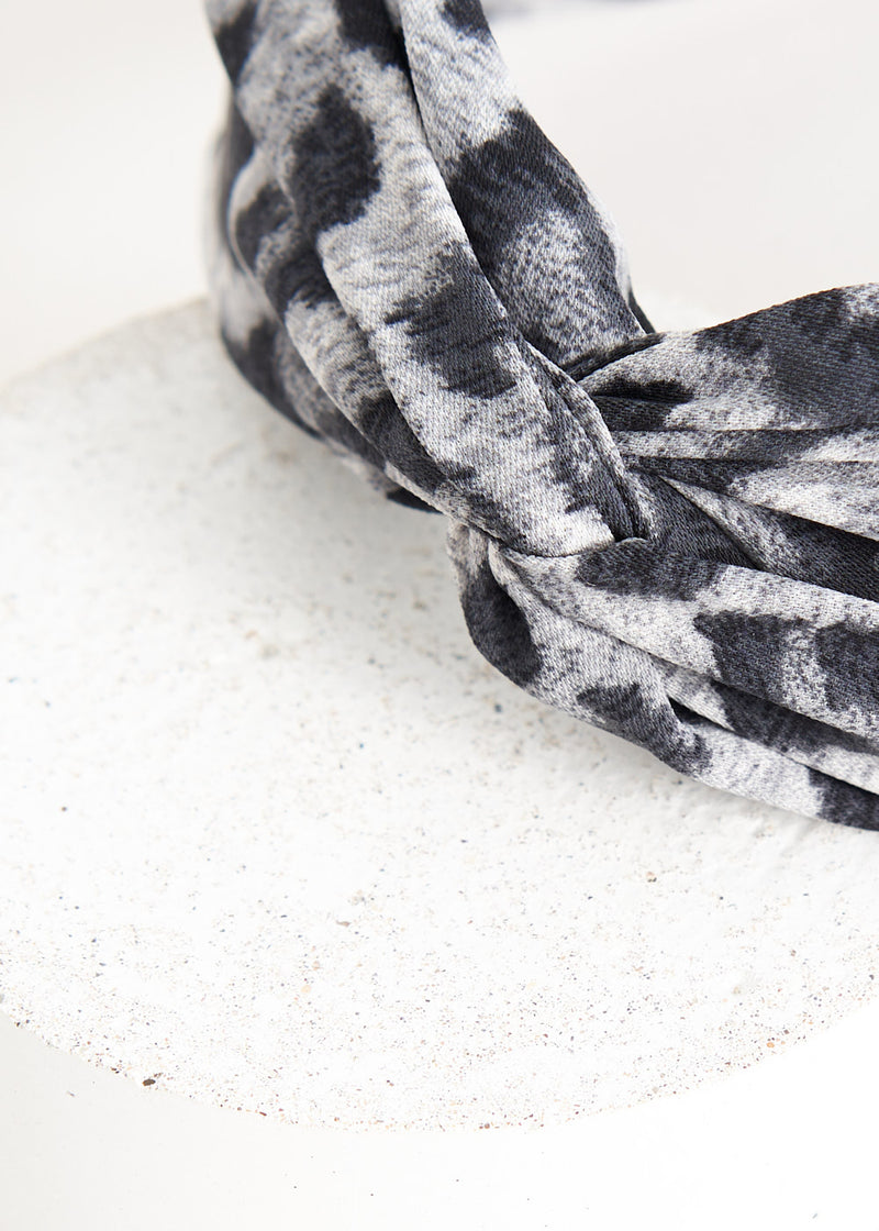 Grey leopard print headband