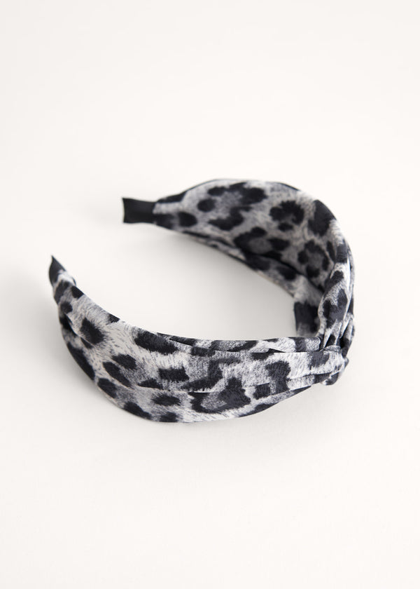 Grey leopard print headband