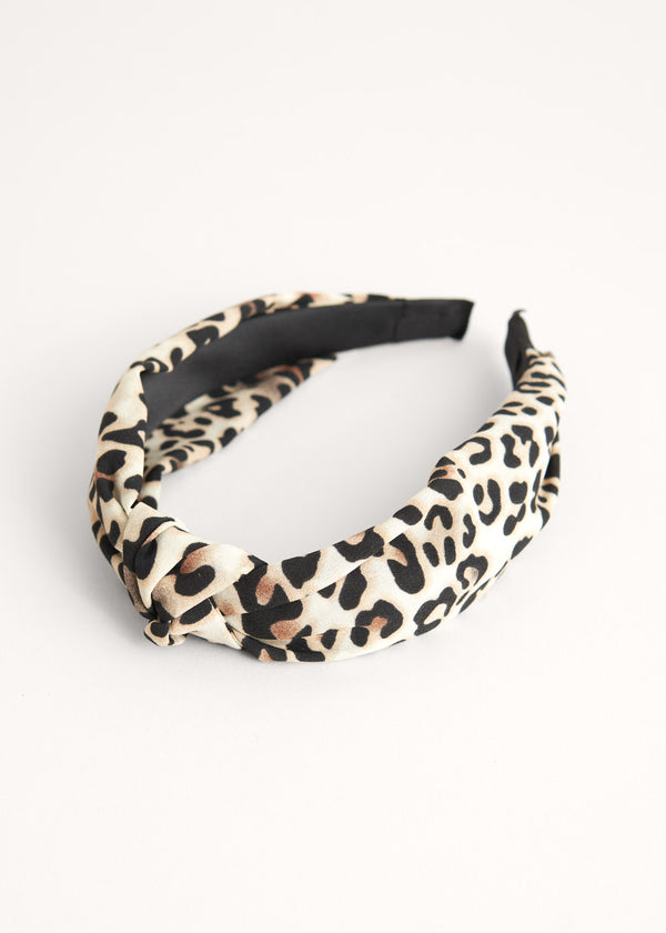 Soft leopard print knot headband