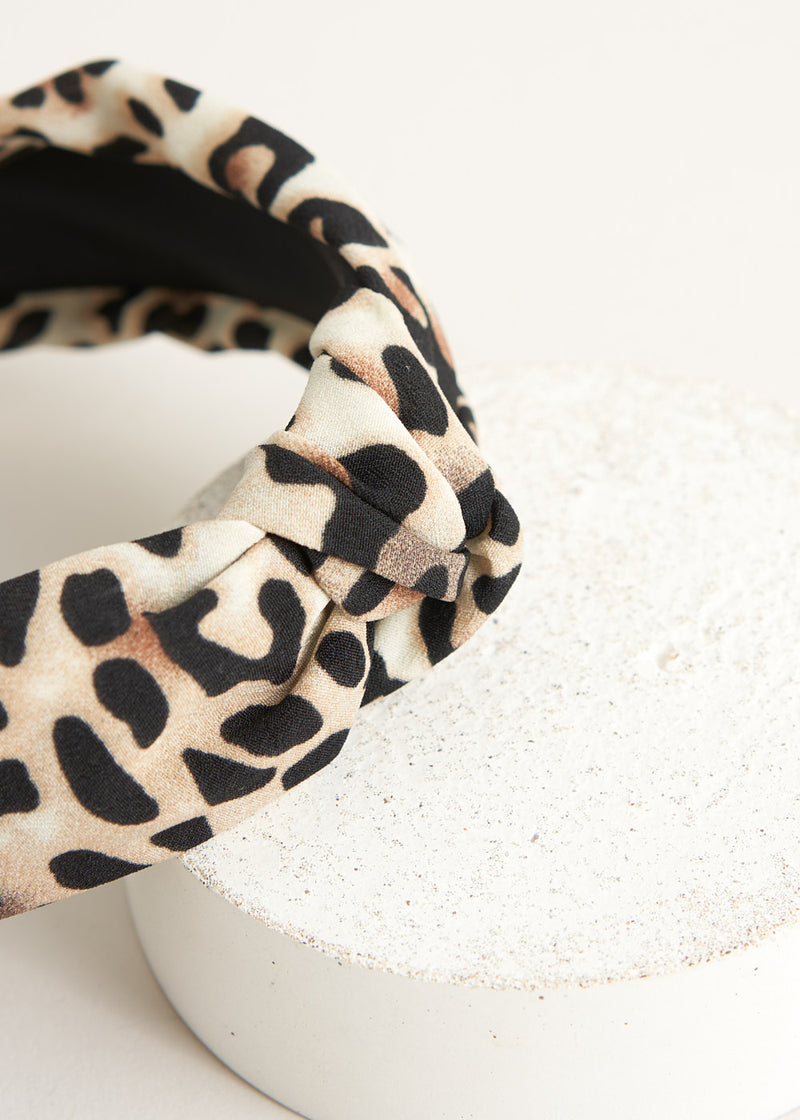 Soft leopard print knot headband