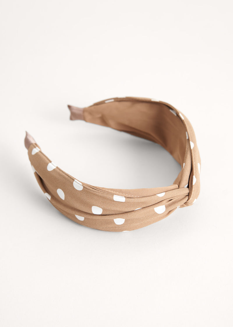 Tan and white spot print