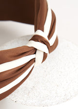 Brown and white stripe headband