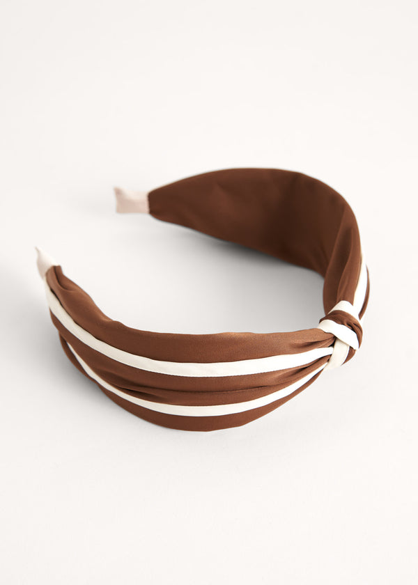 Brown and white stripe headband