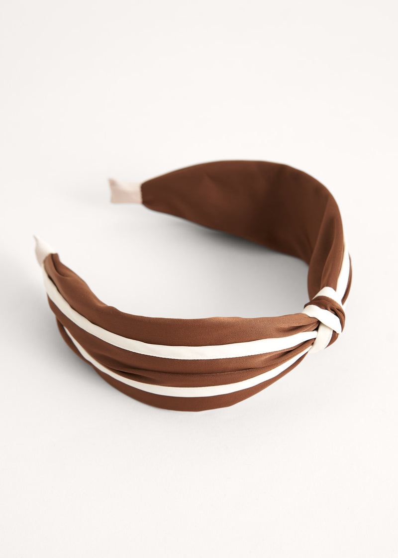 Brown and white stripe headband