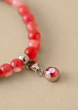 LILLY GLASS BEADED BRACELET - RED
