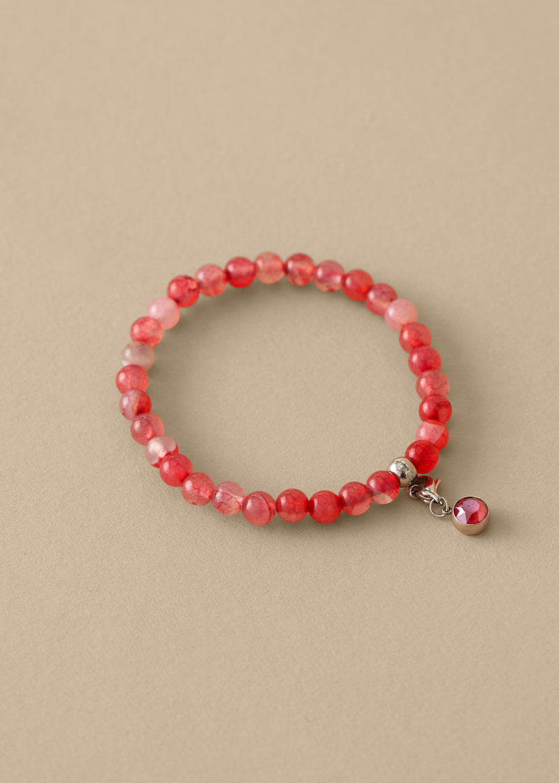 LILLY GLASS BEADED BRACELET - RED
