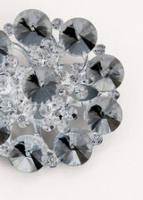 Grey crystal flower brooch