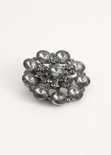 Grey crystal flower brooch