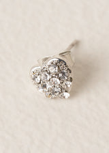 Heart crystal stud earrings with silver metal