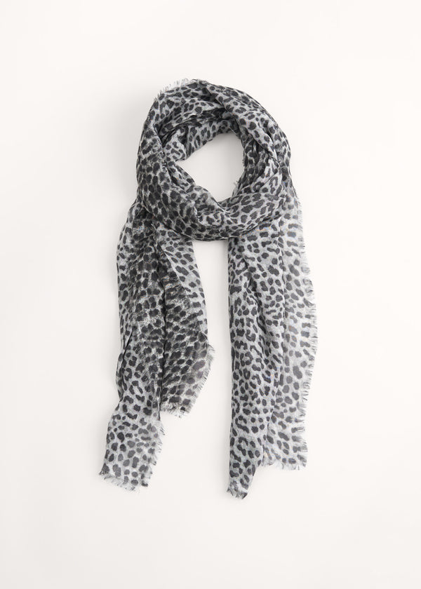 Grey leopard scarf