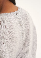 Pale grey diamante button sweater