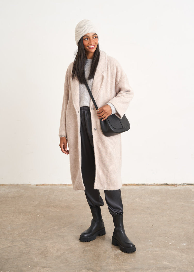 Pale grey diamante button sweater