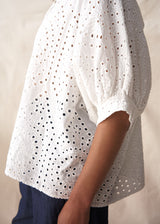 White broderie anglaise boxy shirt 