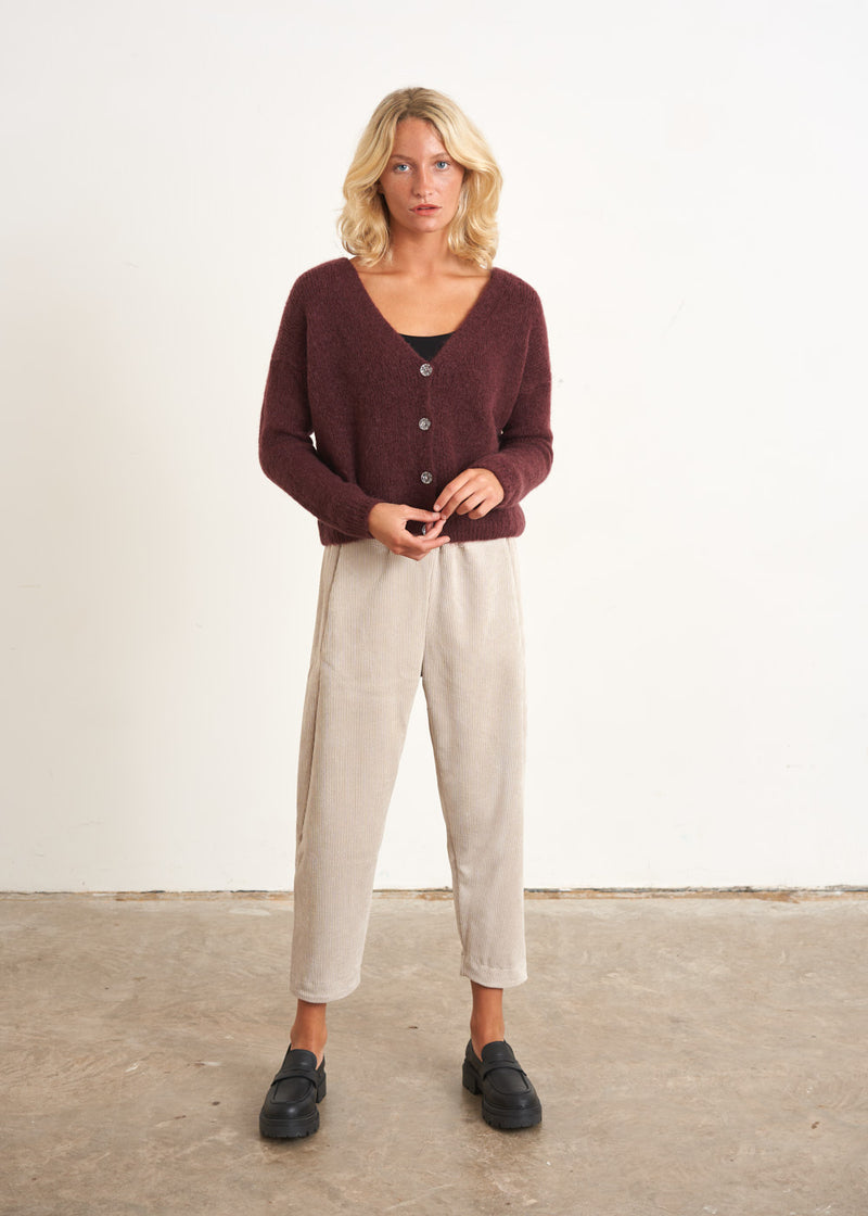 Plum diamante button cardigan 