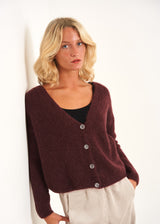 Plum diamante button cardigan 