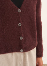 Plum diamante button cardigan 
