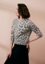 Soft brushed leopard fine knit sweater