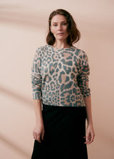 Soft brushed leopard fine knit sweater